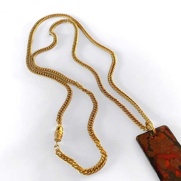 Red Jasper Pendant Gold Chain Necklace - Picture 4 of 5